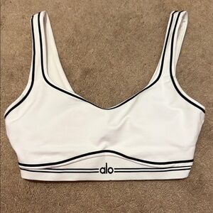 ALO Yoga White Sports Bra with Black Trim